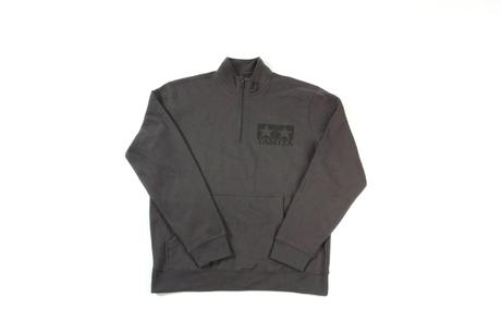 Fleece 1/4 Zip Charcoal Grey Black Logo  Xl