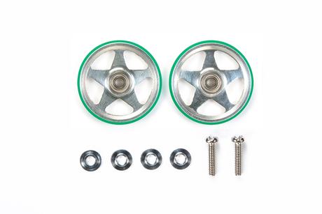 Jr 19Mm Alum Rollers(5 Spokes) W/Plastic Rings (Green)