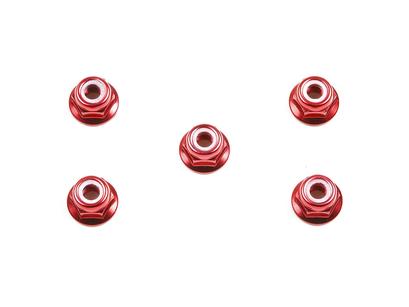 Rc Anodized Flange Lock Nuts 4Mm(Red 5Pcs)