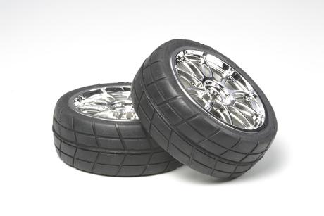 Rc 10Spoke Metal Plated Wheels W/Cemented Radial Tires