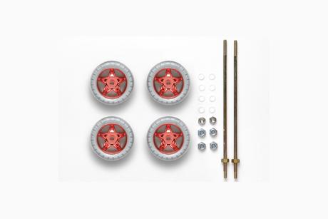 Jr Red Plated Wheels S/Tires Super X W/Low Friction Washers